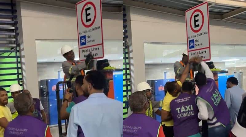 Taxistas impedem retirada de placa do táxi comum