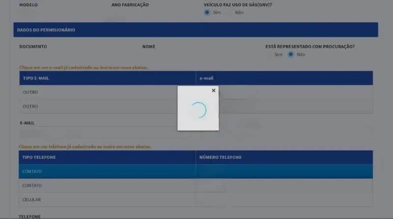 print do site para recadastramento de táxi da Prefeitura do Recife