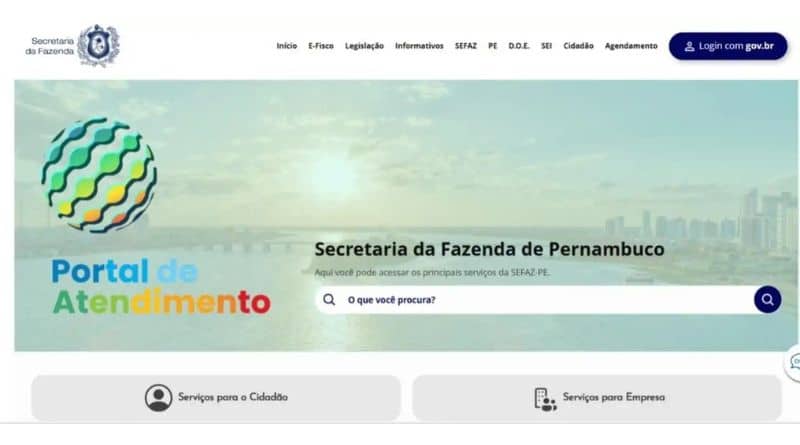 print de tela do site da sefaz