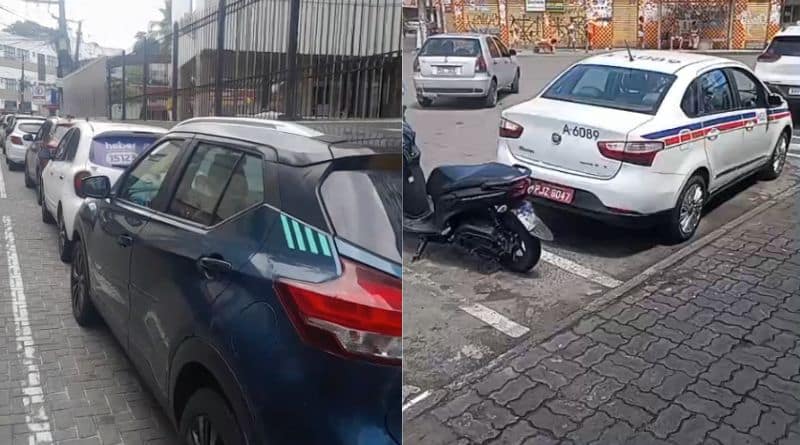 veículos particulares estacionados em pontos de táxi