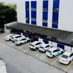 táxis estacionados no sindicato dos taxistas de Pernambuco